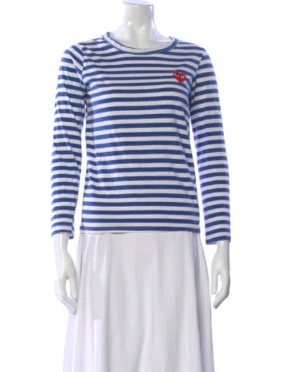 Pre-owned Comme Des Garçons Play Striped Crew Neck T-shirt In Blue
