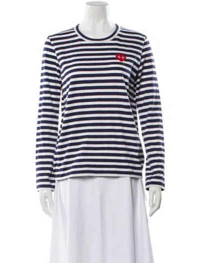 Pre-owned Comme Des Garçons Play Striped Crew Neck T-shirt In Blue