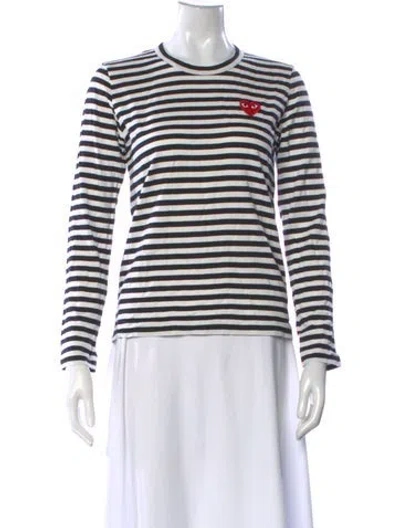 Pre-owned Comme Des Garçons Play Striped Crew Neck T-shirt In Blue