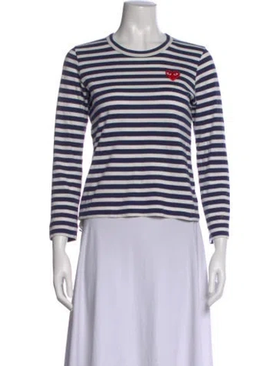 Pre-owned Comme Des Garçons Play Striped Crew Neck T-shirt In Blue