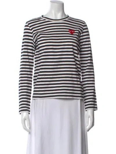 Pre-owned Comme Des Garçons Play Striped Crew Neck T-shirt In Blue