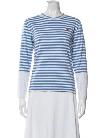 Pre-owned Comme Des Garçons Play Striped Crew Neck T-shirt In Blue