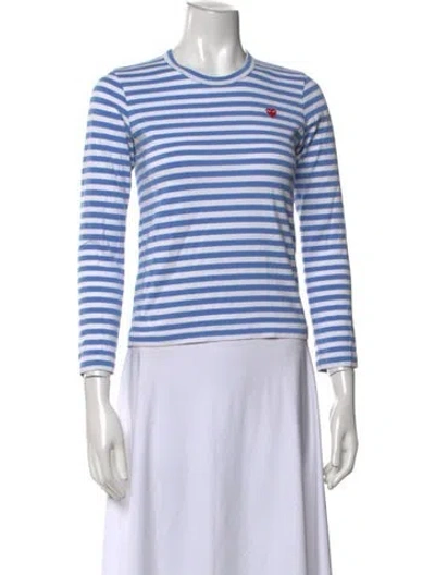 Pre-owned Comme Des Garçons Play Striped Crew Neck T-shirt In Blue
