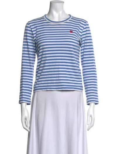 Pre-owned Comme Des Garçons Play Striped Crew Neck T-shirt In Blue