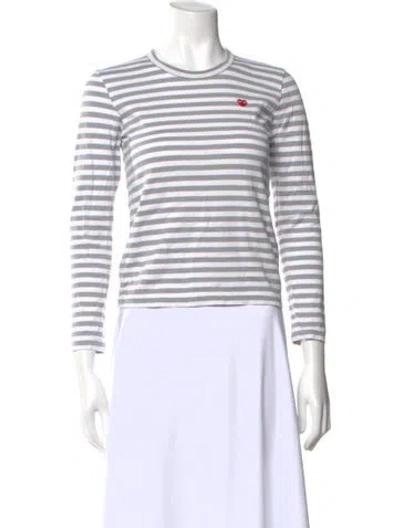 Pre-owned Comme Des Garçons Play Striped Crew Neck T-shirt In Gray