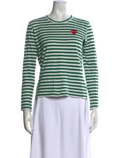 Pre-owned Comme Des Garçons Play Striped Crew Neck T-shirt In Green