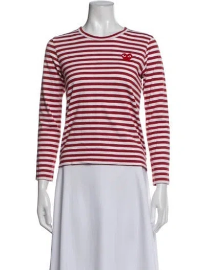 Pre-owned Comme Des Garçons Play Striped Crew Neck T-shirt In Multicolor