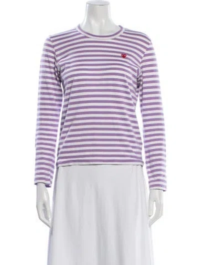 Pre-owned Comme Des Garçons Play Striped Crew Neck T-shirt In Purple