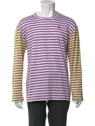 Pre-owned Comme Des Garçons Play Striped Crew Neck T-shirt In Purple