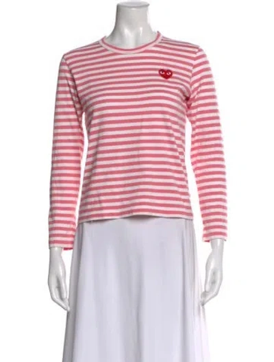 Pre-owned Comme Des Garçons Play Striped Crew Neck T-shirt In Red