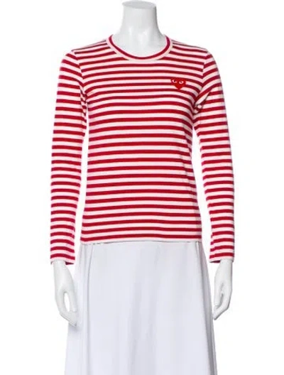 Pre-owned Comme Des Garçons Play Striped Crew Neck T-shirt In Red