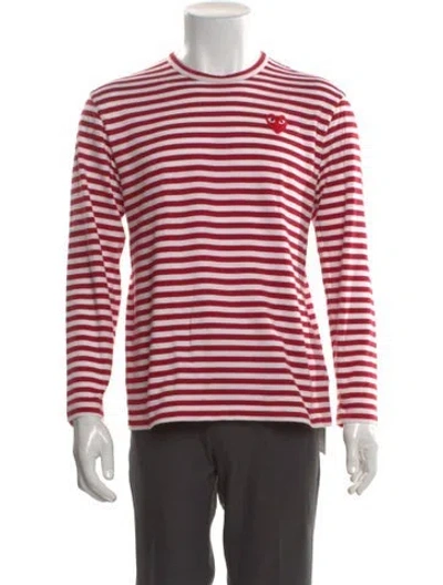 Pre-owned Comme Des Garçons Play Striped Crew Neck T-shirt In Red