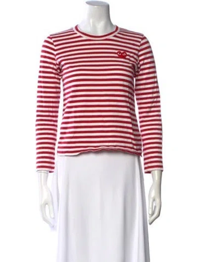 Pre-owned Comme Des Garçons Play Striped Crew Neck T-shirt In Red/white