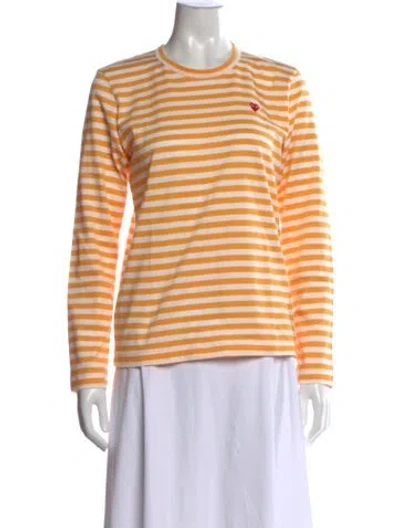 Pre-owned Comme Des Garçons Play Striped Crew Neck T-shirt W/ Tags In Neutrals/yellow