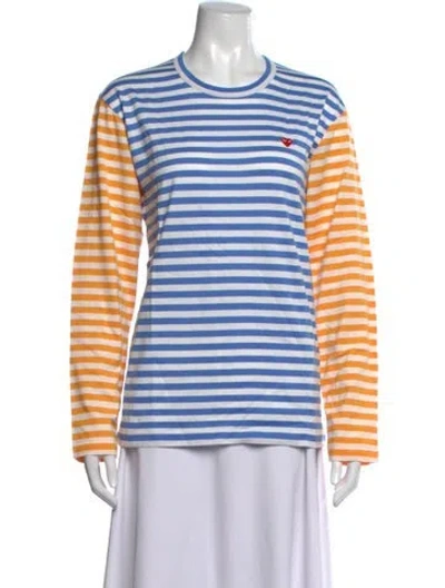 Pre-owned Comme Des Garçons Play Striped Crew Neck T-shirt W/ Tags In White
