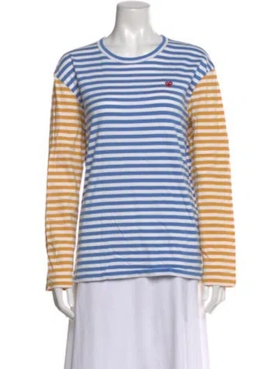 Pre-owned Comme Des Garçons Play Striped Crew Neck T-shirt In White
