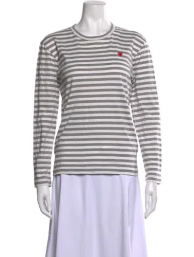 Pre-owned Comme Des Garçons Play Striped Crew Neck T-shirt In White