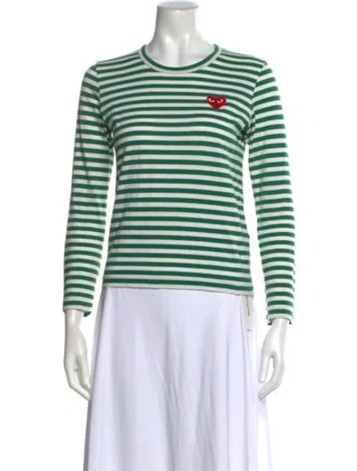 Pre-owned Comme Des Garçons Play Striped Crew Neck T-shirt In White