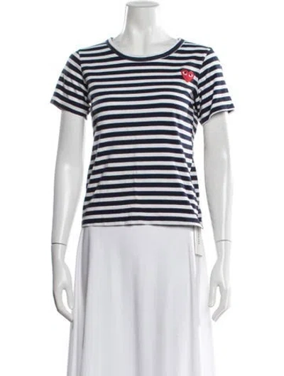 Pre-owned Comme Des Garçons Play Striped Crew Neck T-shirt In White