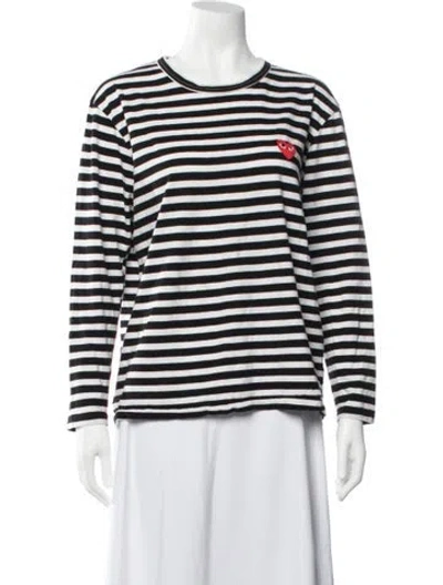 Pre-owned Comme Des Garçons Play Striped Crew Neck T-shirt In White