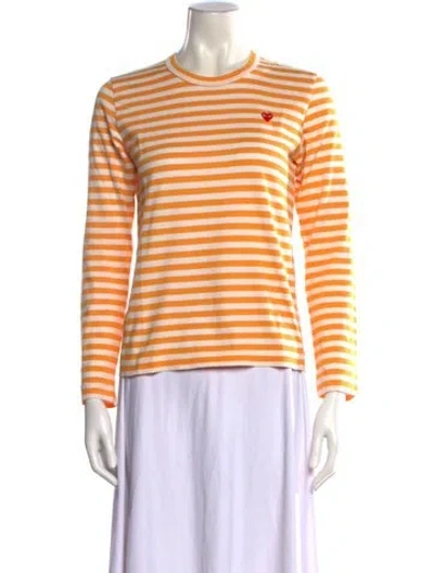 Pre-owned Comme Des Garçons Play Striped Crew Neck T-shirt In Yellow