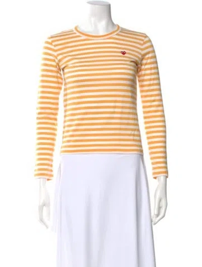 Pre-owned Comme Des Garçons Play Striped Crew Neck T-shirt In Yellow