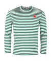 Comme Des Garçons Play Striped Heart Embellished Top In Green
