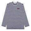 Comme Des Garçons Play Comme Des Garcons Play Navy Stripe Double Heart Long Sleeve T-shirt In Multi