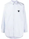 Comme Des Garçons Play Pinstripe Heart-embroidery Shirt In White