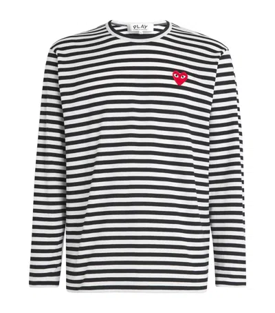COMME DES GARÇONS PLAY STRIPED HEART LOGO T-SHIRT