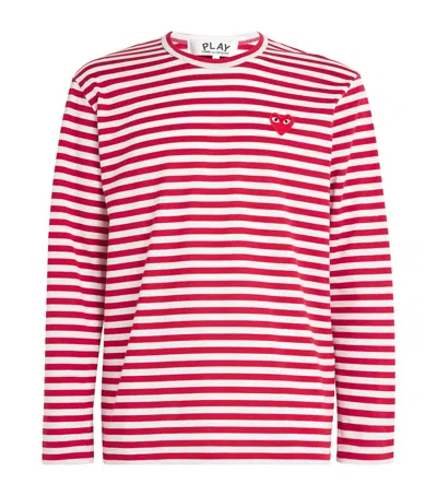 COMME DES GARÇONS PLAY STRIPED HEART LOGO T-SHIRT