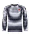 Comme Des Garçons Play Heart-patch Striped Cotton T-shirt In White