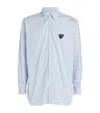 Comme Des Garçons Play Pinstripe Heart-embroidery Shirt In Blue