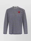 Comme Des Garçons Play Striped Logo Patch Crew Neck T-shirt In Blue