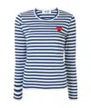 Comme Des Garçons Play Striped Long-sleeved T-shirt In Blue