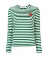 Comme Des Garçons Play Striped Red Heart Long-sleeve Shirt In Green