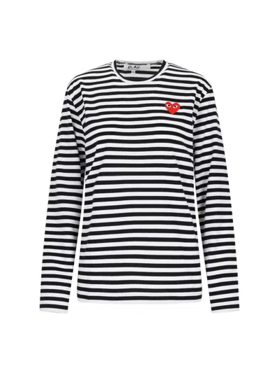 Comme Des Garçons Play Striped Logo T-shirt