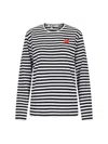 Comme Des Garçons Play Striped Red Heart Long-sleeved T-shirt In Multi