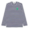 Comme Des Garçons Play Comme Des Garcons Play Striped Long Heart Long Sleeves Tee 'navy White' In Blue