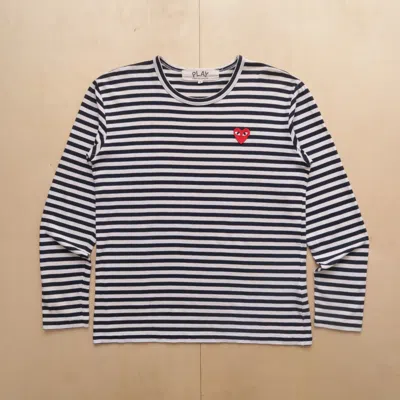 Pre-owned Comme Des Garçons Play Striped Long Sleeve Ad2016 In White
