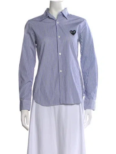Pre-owned Comme Des Garçons Play Striped Long Sleeve Button-up Top In Multi