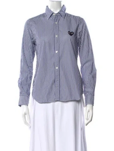 Pre-owned Comme Des Garçons Play Striped Long Sleeve Button-up Top In Multi