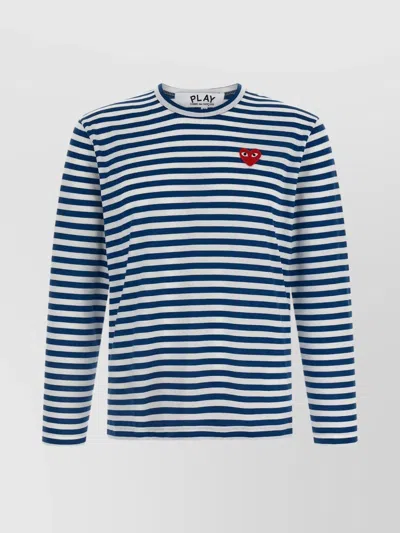 COMME DES GARÇONS PLAY STRIPED LONG SLEEVE CREW NECK T-SHIRT