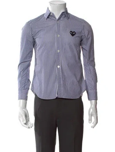 Pre-owned Comme Des Garçons Play Striped Long Sleeve Shirt In Blue