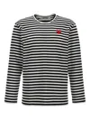 Comme Des Garçons Play Heart-patch Striped Cotton T-shirt