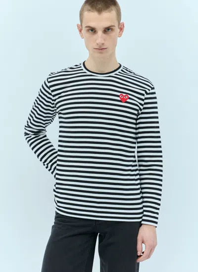 Comme Des Garçons Play Striped Long-sleeve T-shirt In Black