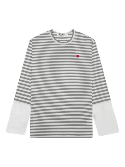 Comme Des Garçons Play Striped Long-sleeve T-shirt In Gray