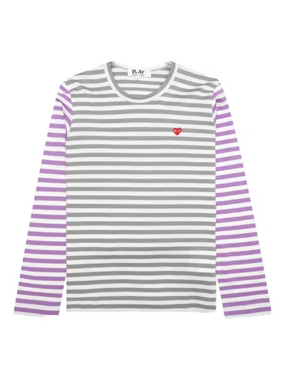 Comme Des Garçons Play Striped Long-sleeve T-shirt In Green