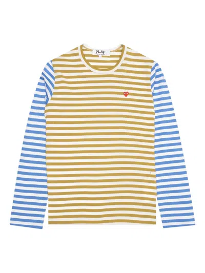 Comme Des Garçons Play Striped Long-sleeve T-shirt In Green