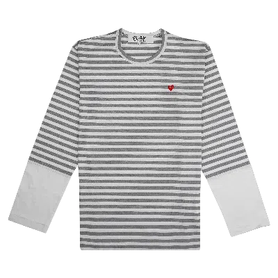 Pre-owned Comme Des Garçons Play Striped Long-sleeve T-shirt 'grey/white'